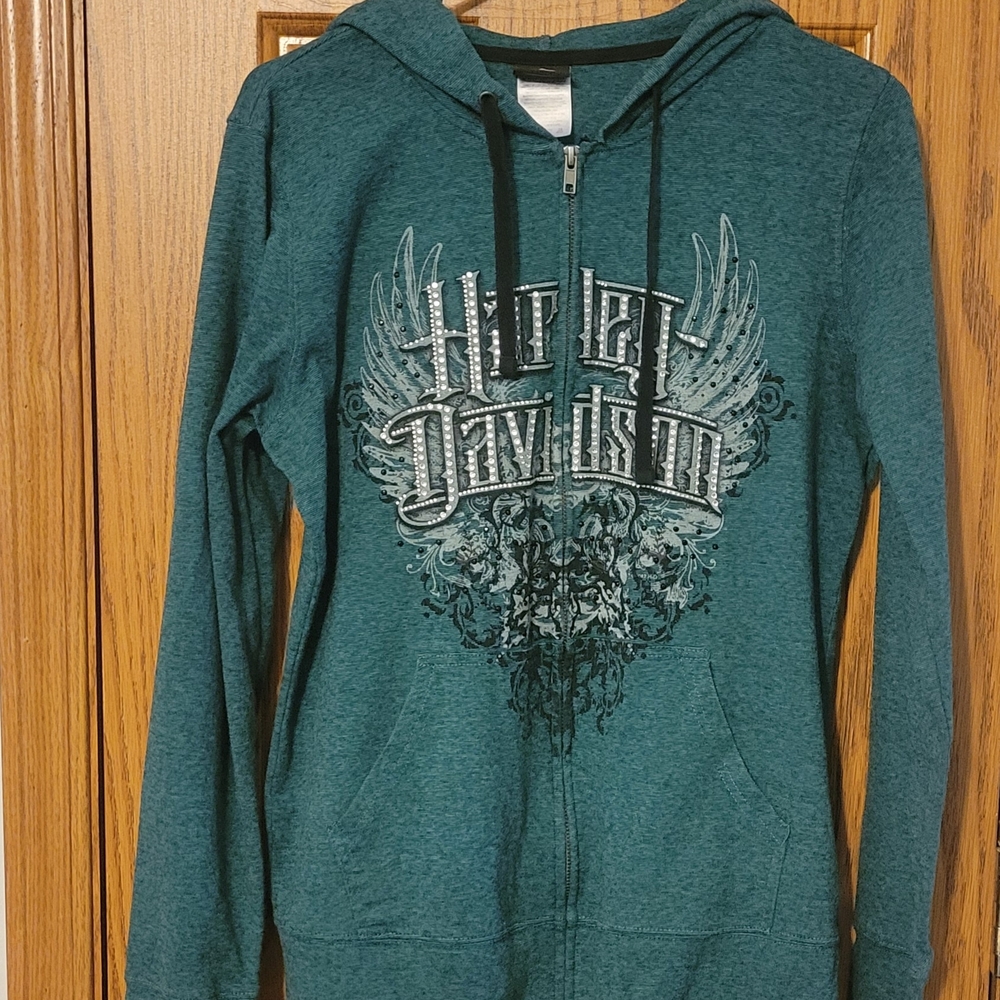 Harley-Davidson Teal Hoodie with Black Accents